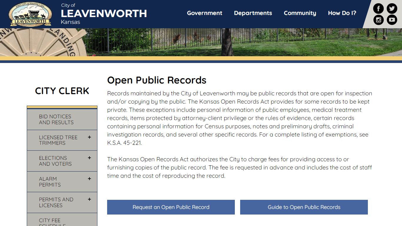 Open Public Records | Leavenworth, Kansas